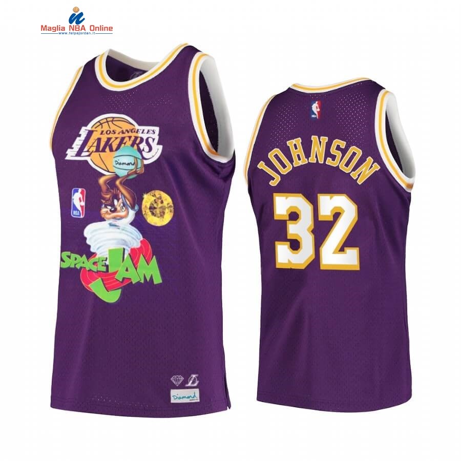 Maglia NBA Los Angeles Lakers #32 Magic Johnson Porpora Hardwood Classics Acquista