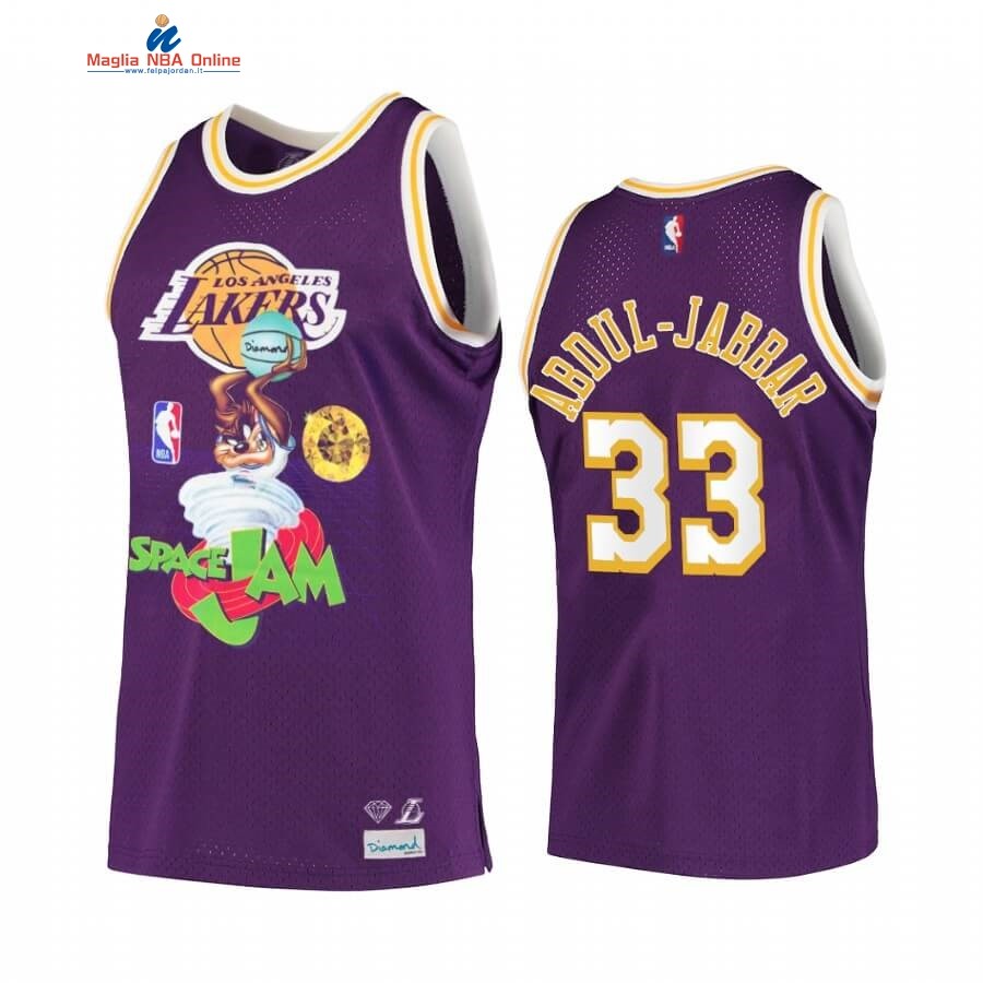 Maglia NBA Los Angeles Lakers #33 Kareem Abdul Jabbar Porpora Hardwood Classics Acquista