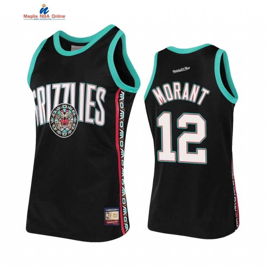 Maglia NBA Memphis Grizzlies Heritage #12 Ja Morant Nero Hardwood Classics Acquista