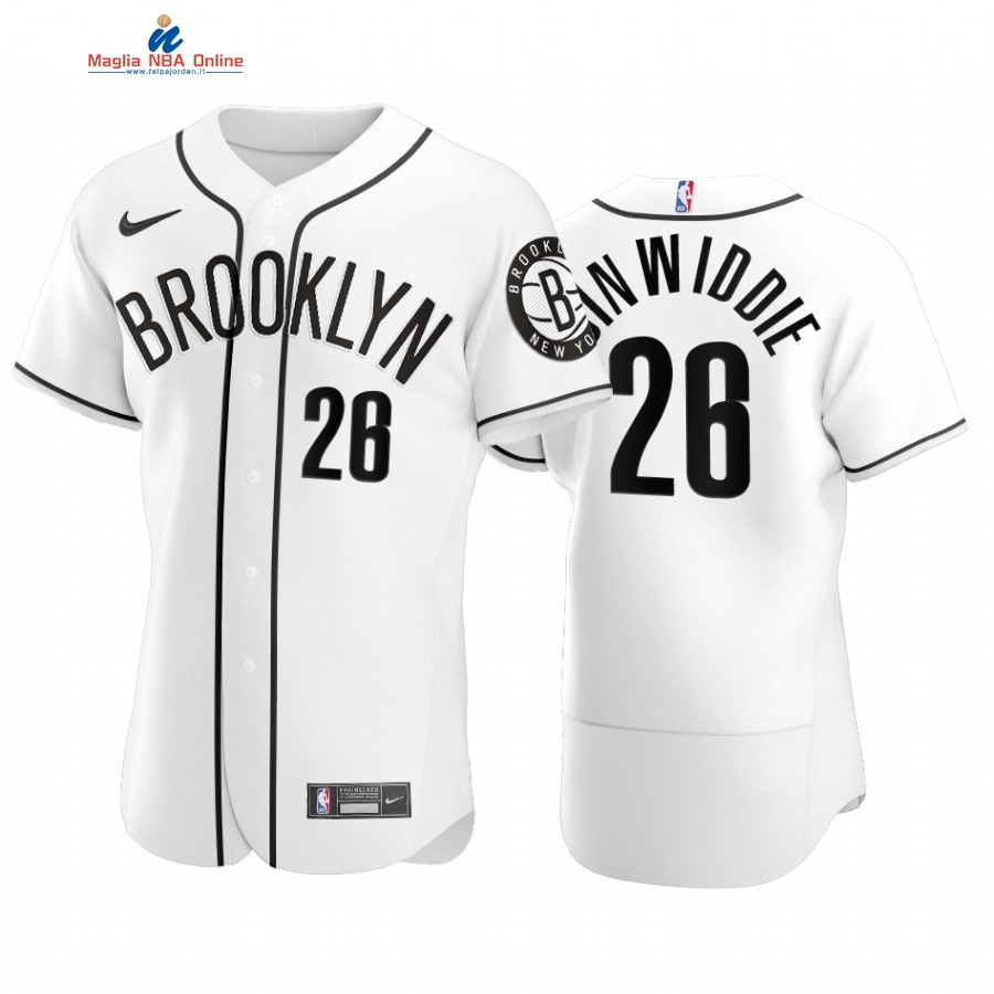 Maglia NBA Nets x MLB Manica Corta #26 Spencer Dinwiddie Bianco 2020 Acquista