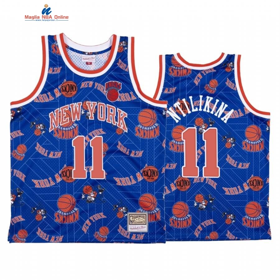 Maglia NBA New York Knicks Tear Up Pack #11 Frank Ntilikina Blu Hardwood Classics Acquista