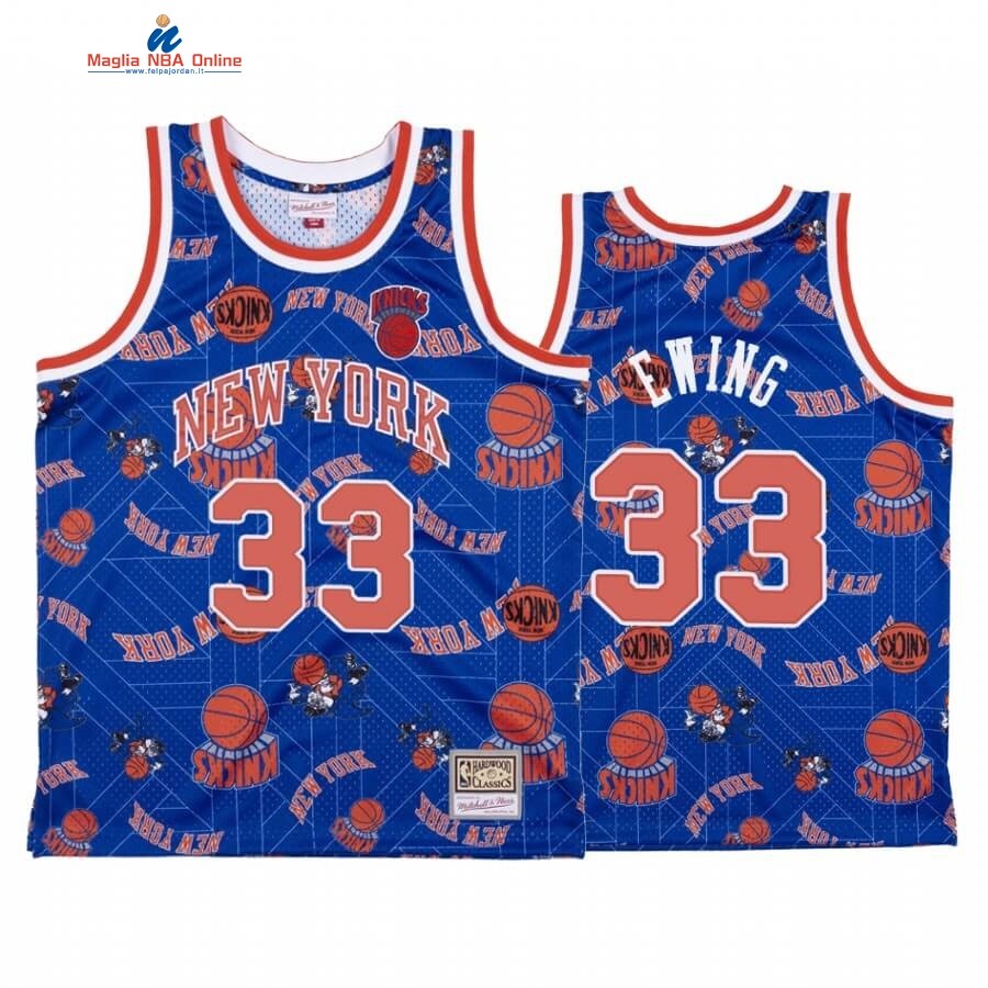 Maglia NBA New York Knicks Tear Up Pack #33 Patrick Ewing Blu Hardwood Classics Acquista