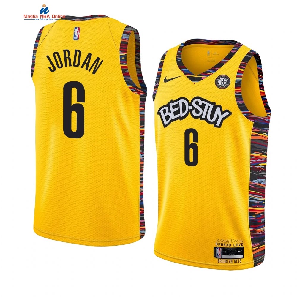 Maglia NBA Nike Brooklyn Nets #8 Deandre Jordan Amarillo Città 2019-20 Acquista