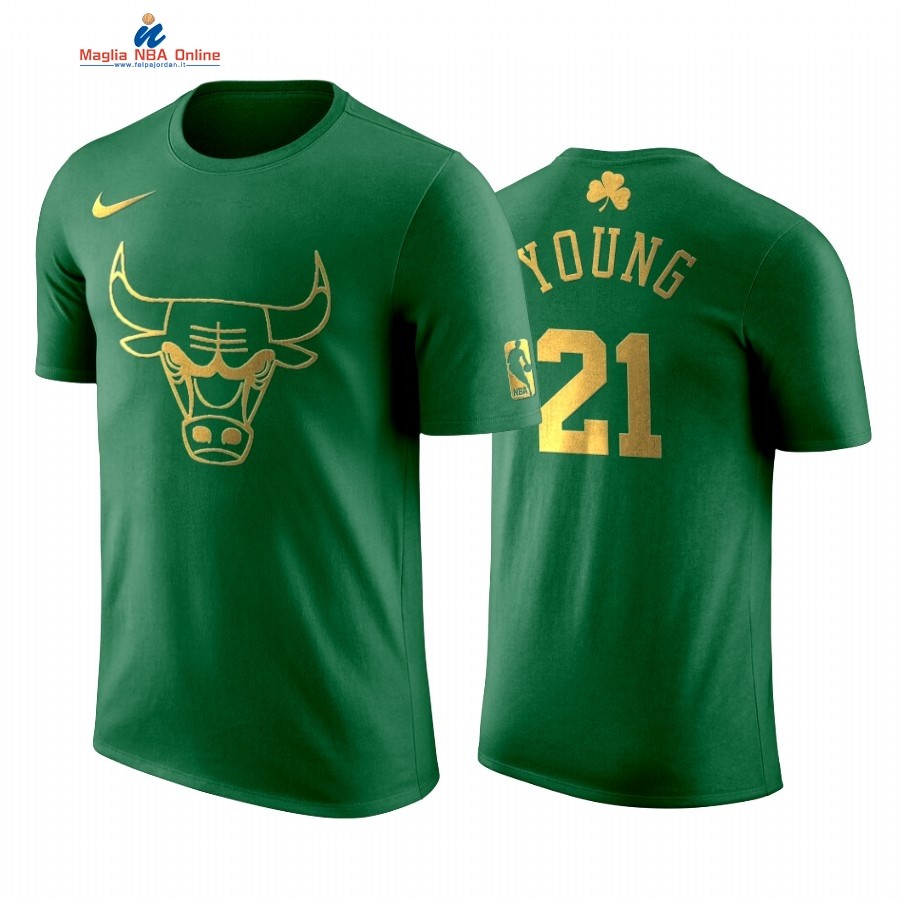 Maglia NBA Nike Chicago Bulls Manica Corta #21 Thaddeus Young Verde Acquista