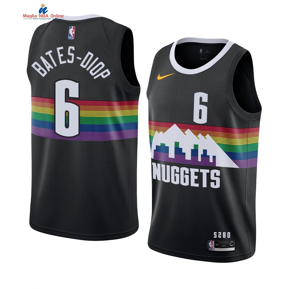 Maglia NBA Nike Denver Nuggets #6 Keita Bates Diop Nero Città 2019-20 Acquista