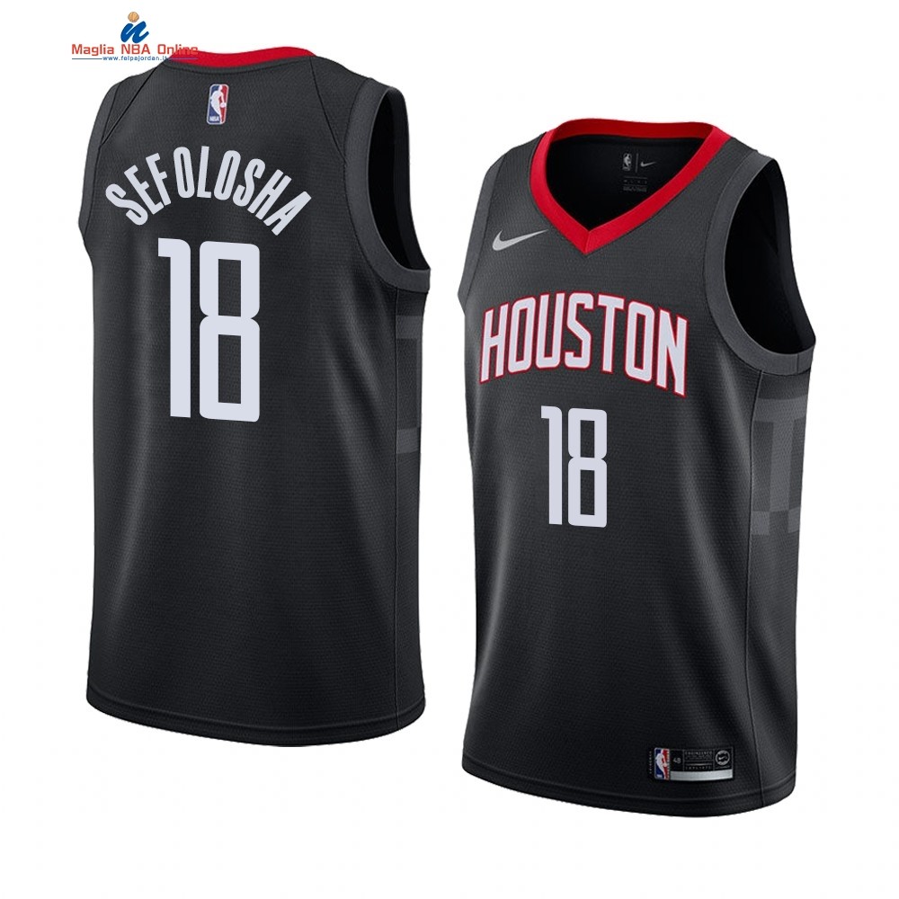 Maglia NBA Nike Houston Rockets #18 Thabo Sefolosha Nero Statement 2019-20 Acquista