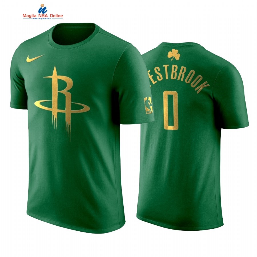 Maglia NBA Nike Houston Rockets Manica Corta #0 Russell Westbrook Verde Acquista