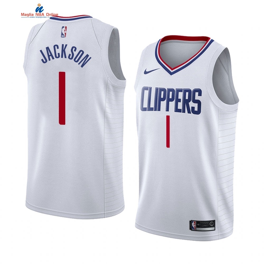 Maglia NBA Nike Los Angeles Clippers #1 Reggie Jackson Bianco Association 2019-20 Acquista