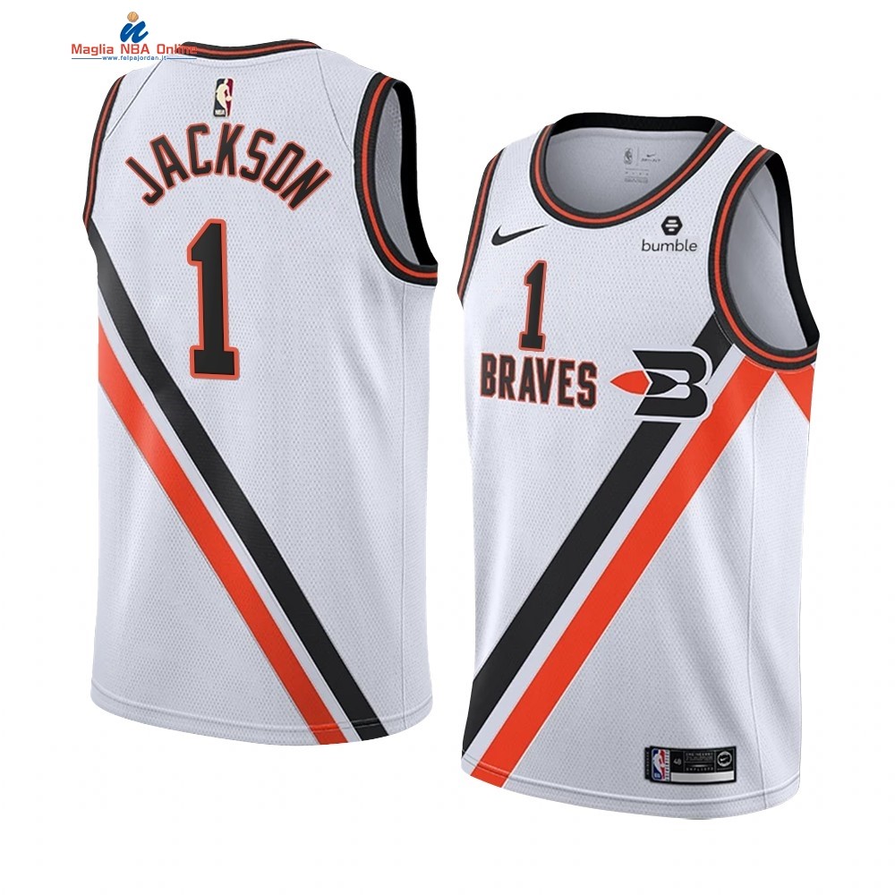 Maglia NBA Nike Los Angeles Clippers #1 Reggie Jackson Bianco Città 2019-20 Acquista