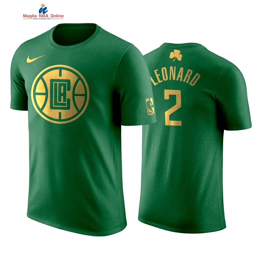 Maglia NBA Nike Los Angeles Clippers Manica Corta #2 Kawhi Leonard Verde Acquista