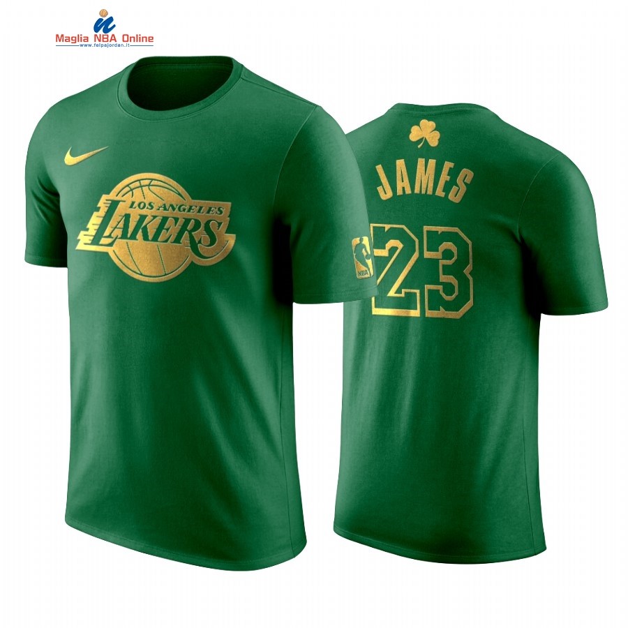 Maglia NBA Nike Los Angeles Lakers Manica Corta #23 Lebron James Verde Acquista