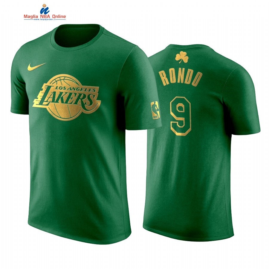 Maglia NBA Nike Los Angeles Lakers Manica Corta #9 Rajon Rondo Verde Acquista