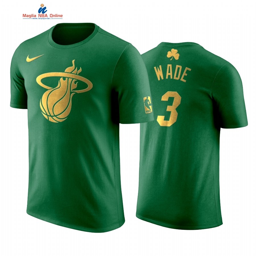 Maglia NBA Nike Miami Heat Manica Corta #3 Dwyane Wade Verde Acquista