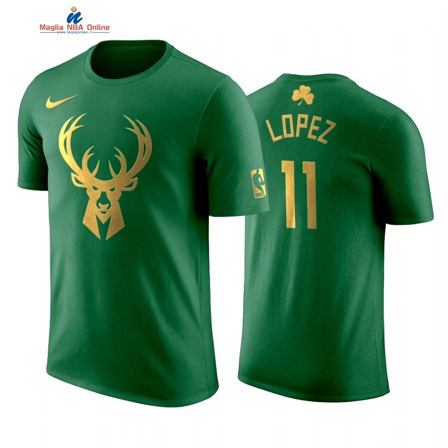 Maglia NBA Nike Milwaukee Bucks Manica Corta #11 Brook Lopez Verde Acquista