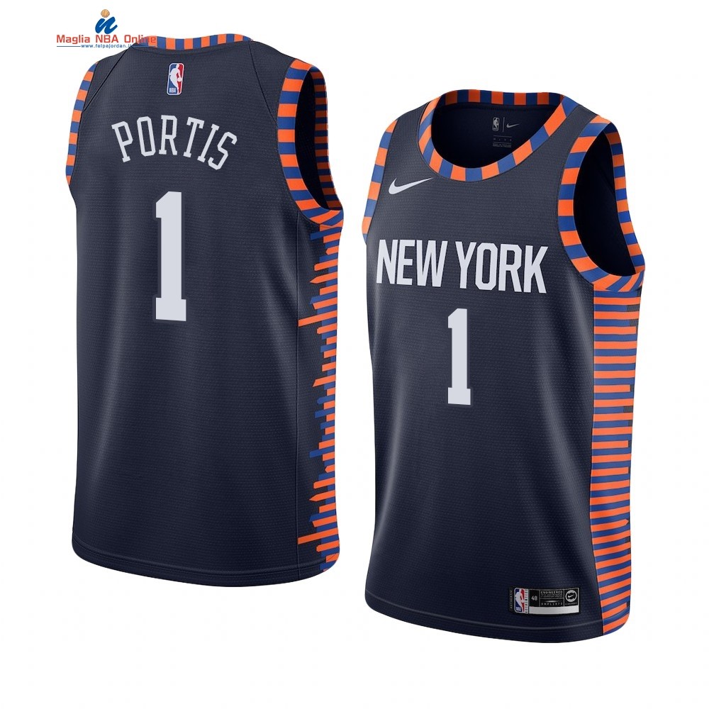 Maglia NBA Nike New York Knicks #1 Bobby Portis Marino Città 2019-20 Acquista