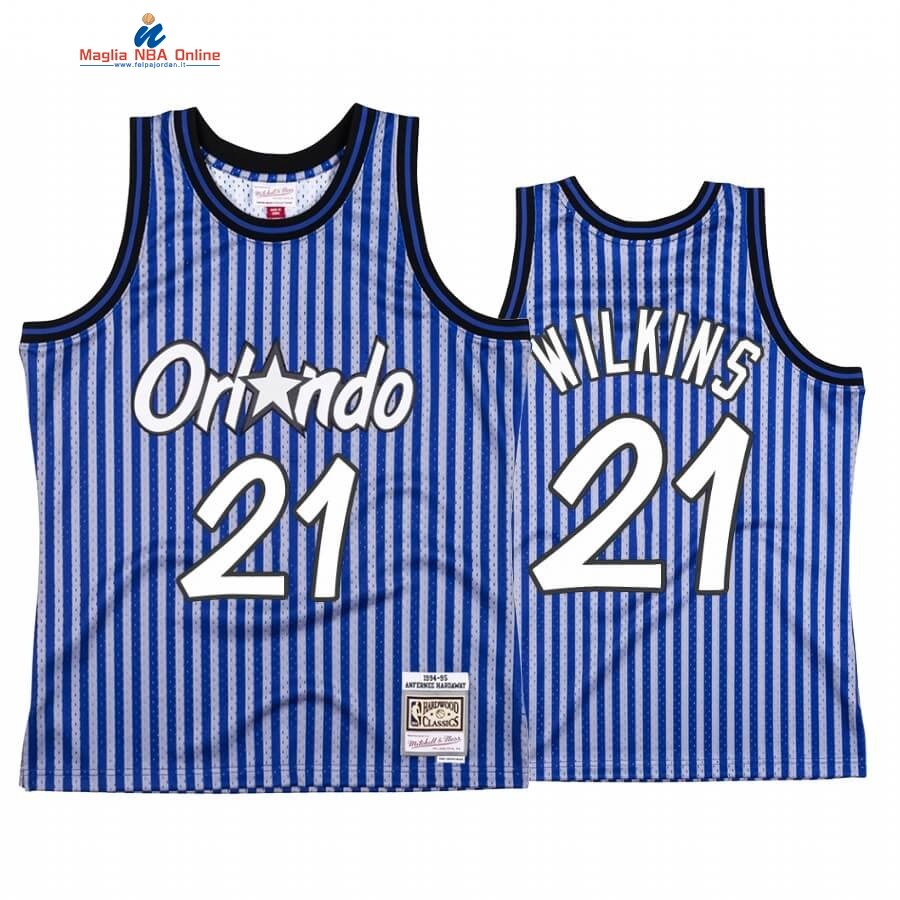 Maglia NBA Orlando Magic Independence Day #21 Dominique Wilkins Blu Hardwood Classics Acquista
