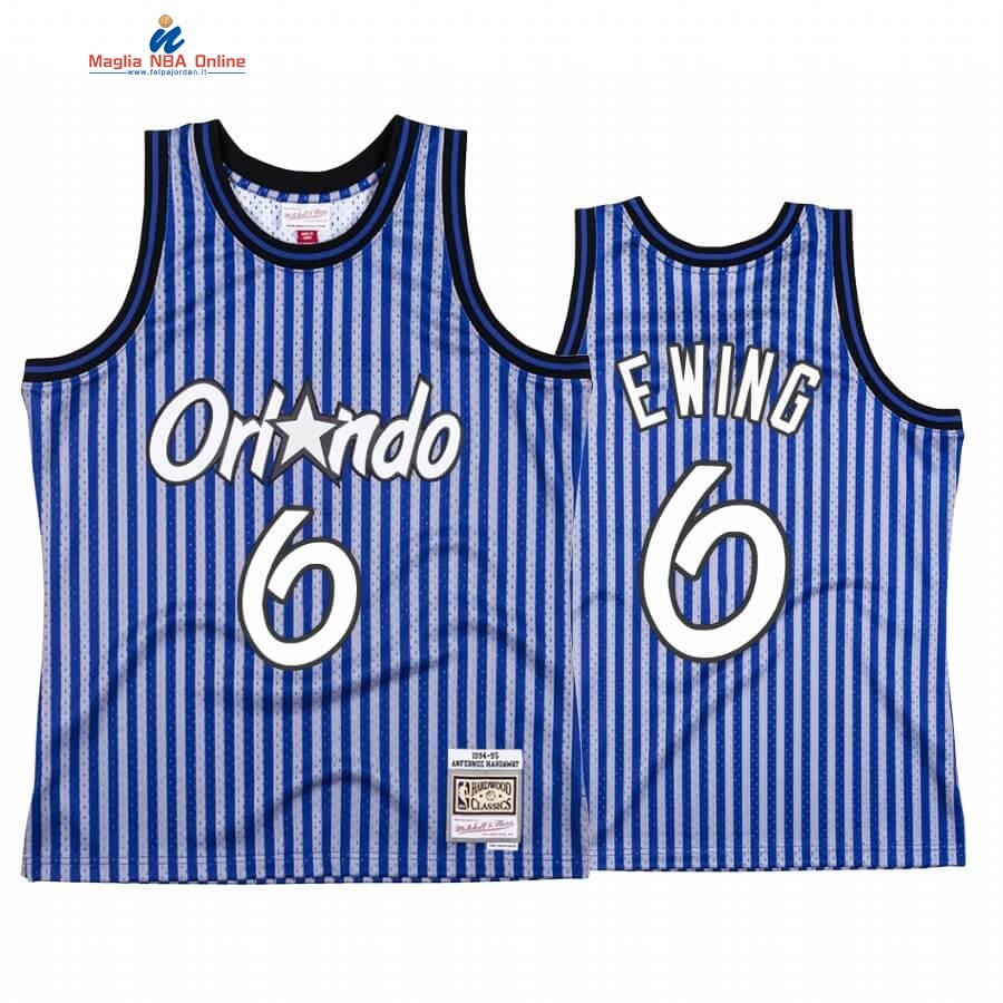 Maglia NBA Orlando Magic Independence Day #6 Patrick Ewing Blu Hardwood Classics Acquista