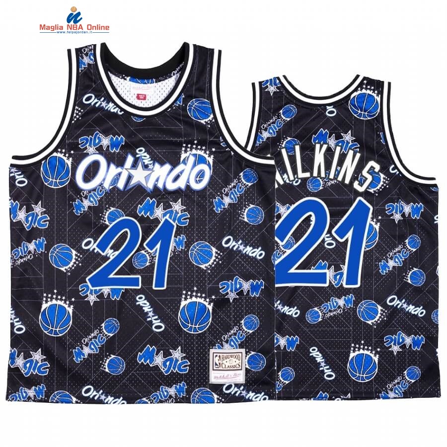 Maglia NBA Orlando Magic Tear Up Pack #21 Dominique Wilkins Blu Hardwood Classics Acquista