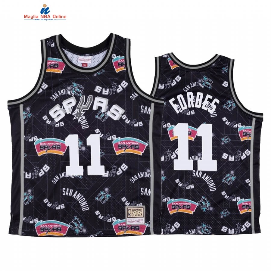 Maglia NBA San Antonio Spurs Tear Up Pack #11 Bryn Forbes Nero Hardwood Classics Acquista