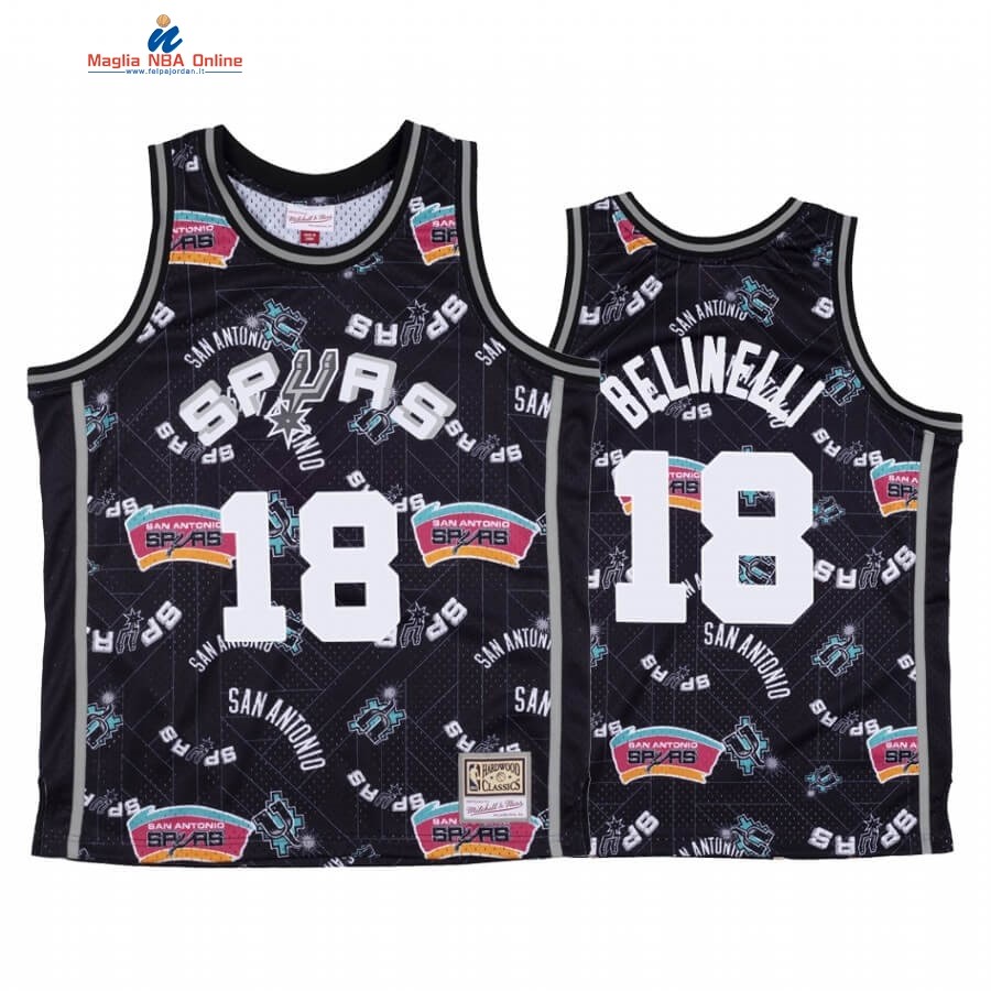 Maglia NBA San Antonio Spurs Tear Up Pack #18 Marco Belinelli Nero Hardwood Classics Acquista