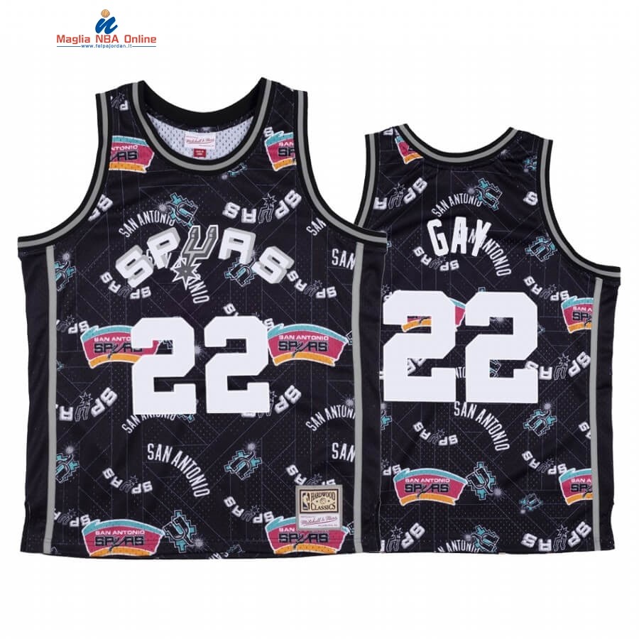 Maglia NBA San Antonio Spurs Tear Up Pack #22 Rudy Gay Nero Hardwood Classics Acquista