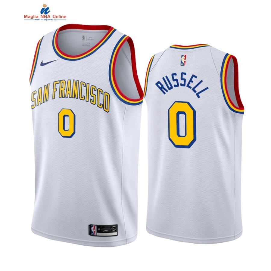 Maglia NBA Warriors #0 D'angelo Russell Bianco Hardwood Classics Acquista