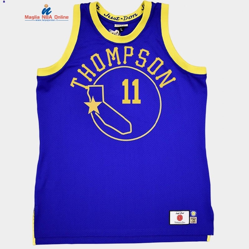 Maglia NBA Warriors Just Don X Mitchell Ness #11 Klay Thompson Blu Hardwood Classics Acquista