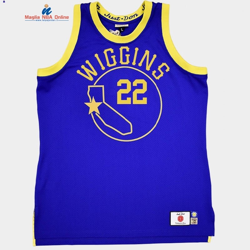 Maglia NBA Warriors Just Don X Mitchell Ness #22 Andrew Wiggins Blu Hardwood Classics Acquista