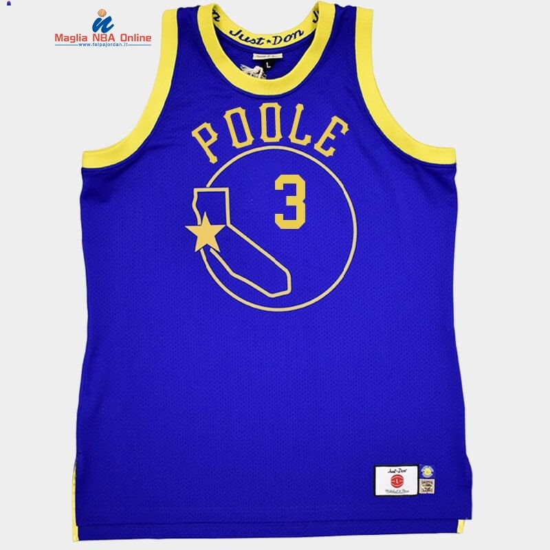 Maglia NBA Warriors Just Don X Mitchell Ness #3 Jordan Poole Blu Hardwood Classics Acquista