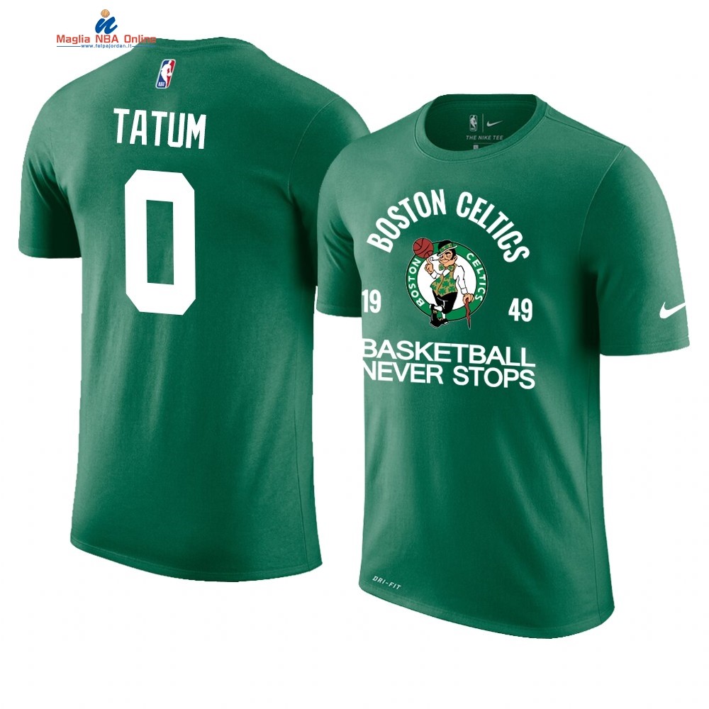 T Shirt NBA Boston Celtics Never Stops #0 Jayson Tatum Verde Acquista