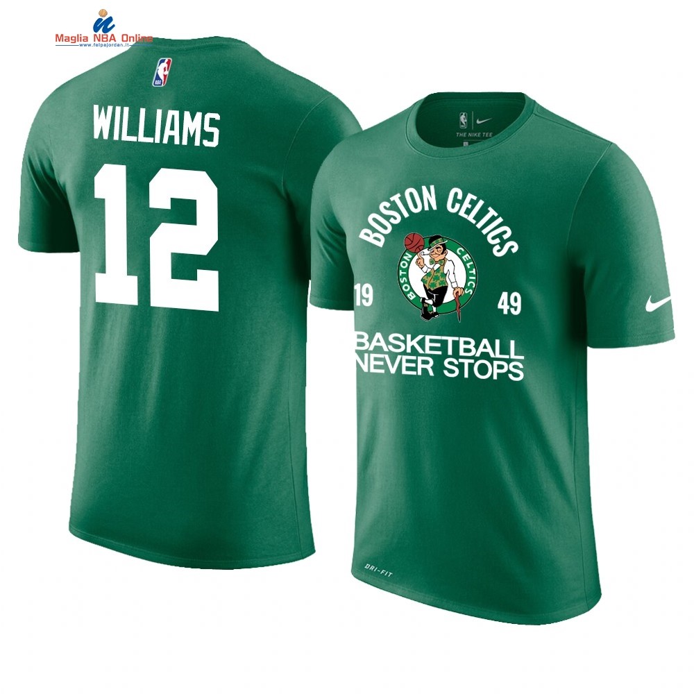 T Shirt NBA Boston Celtics Never Stops #12 Grant Williams Verde Acquista