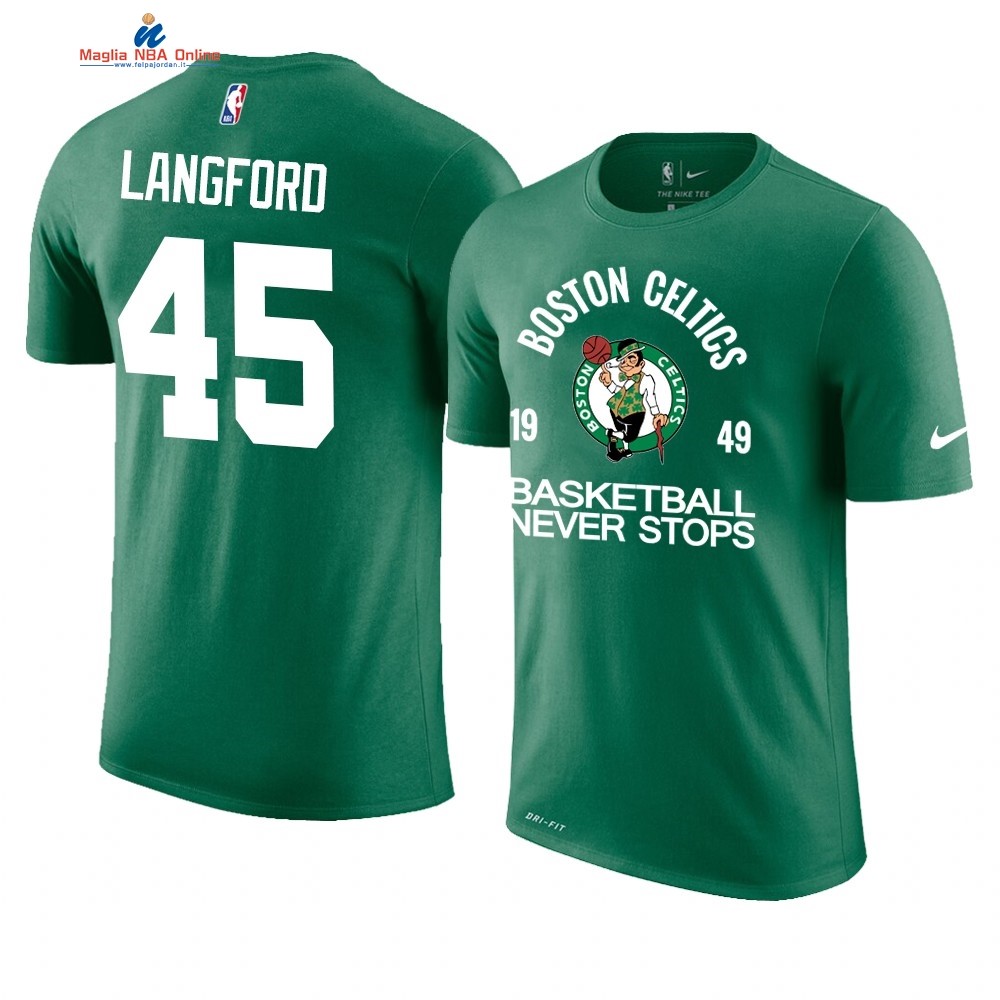 T Shirt NBA Boston Celtics Never Stops #36 Romeo Langford Verde Acquista