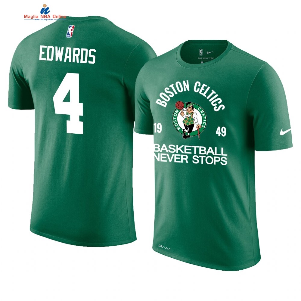 T Shirt NBA Boston Celtics Never Stops #4 Carsen Edwards Verde Acquista