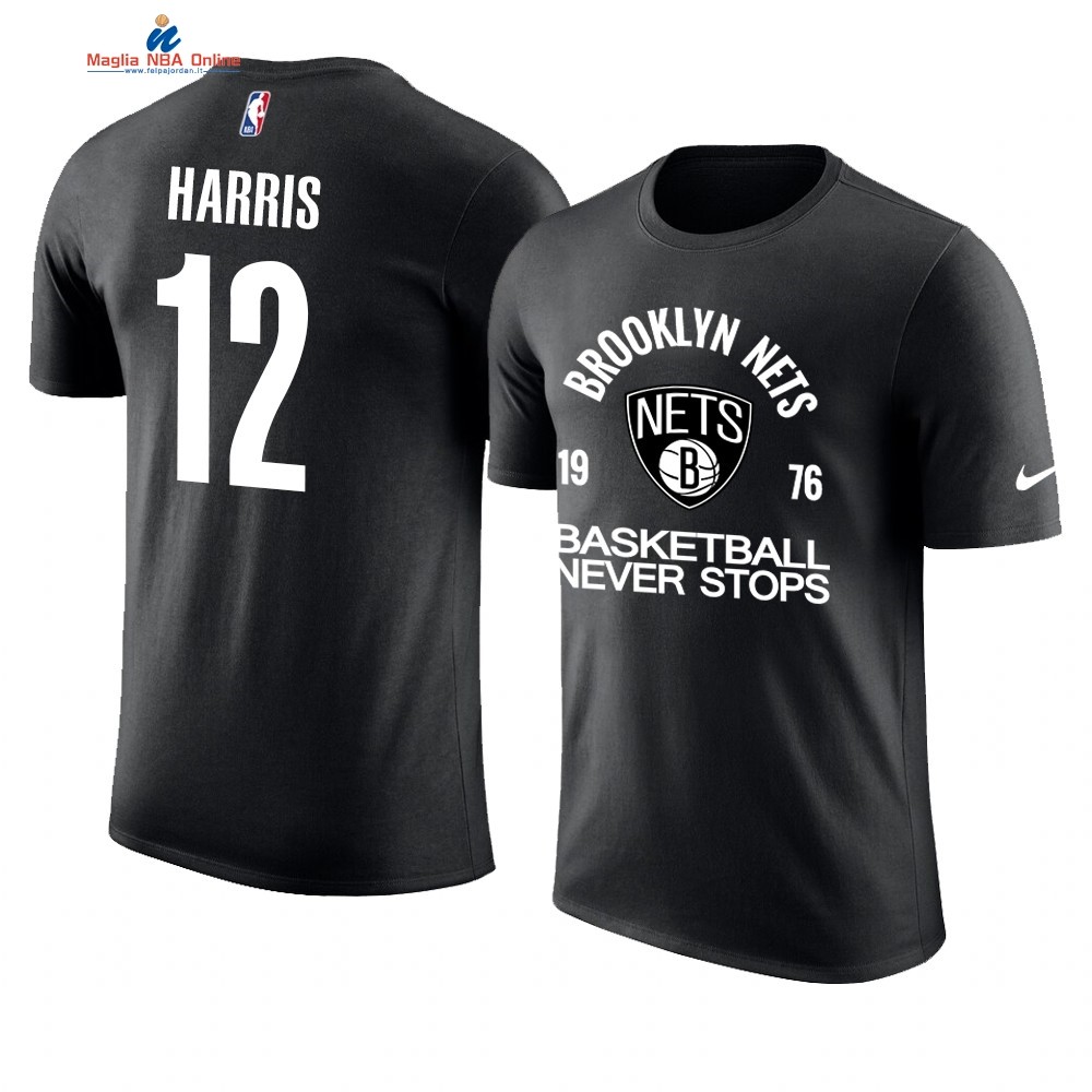 T Shirt NBA Brooklyn Nets Never Stops #12 Joe Harris Nero Acquista