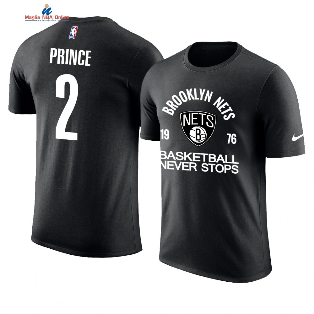 T Shirt NBA Brooklyn Nets Never Stops #2 Taurean Prince Nero Acquista