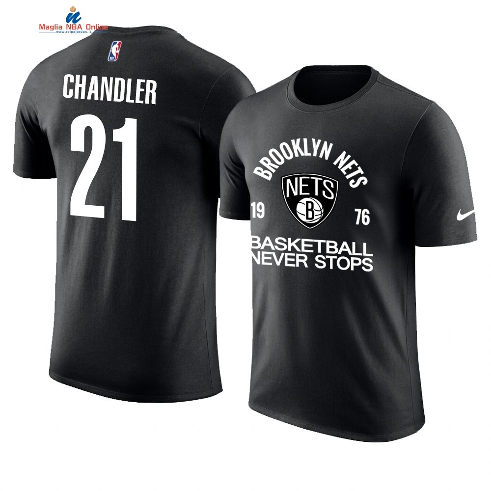T Shirt NBA Brooklyn Nets Never Stops #21 Wilson Chandler Nero Acquista