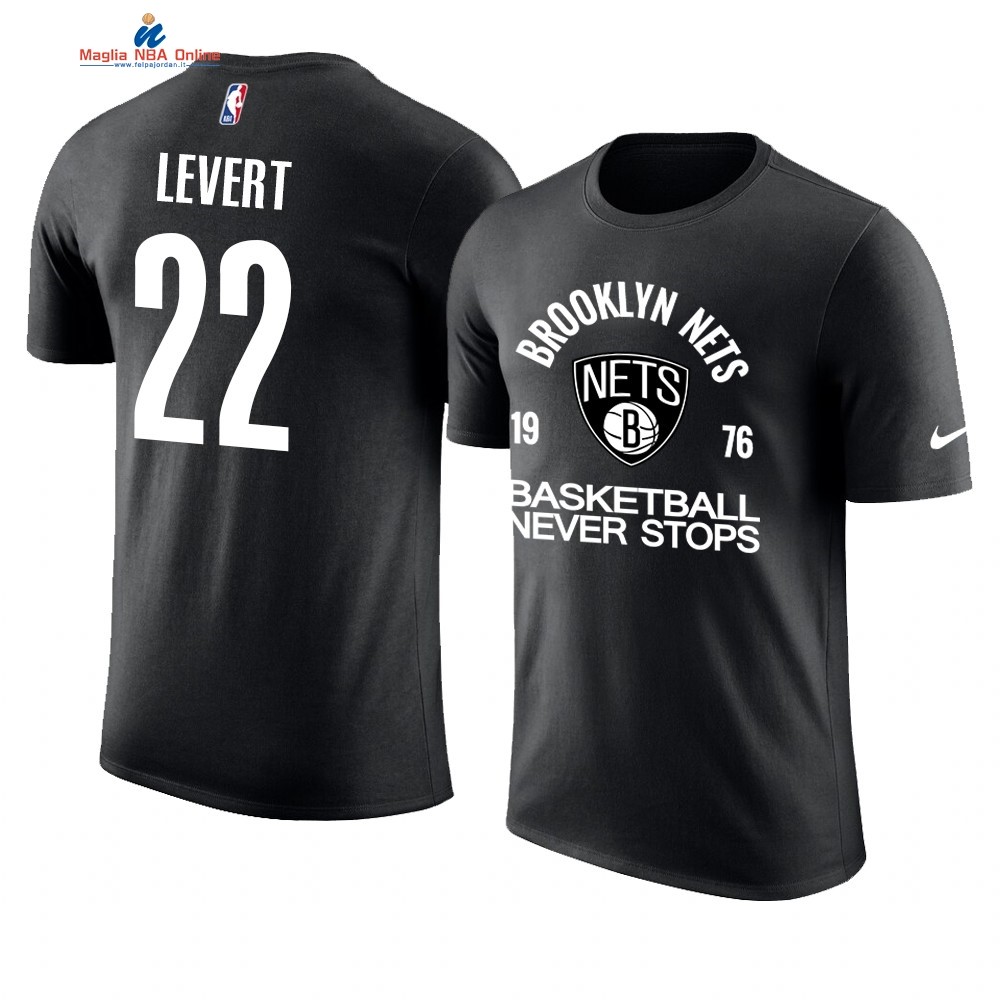 T Shirt NBA Brooklyn Nets Never Stops #22 Caris Levert Nero Acquista