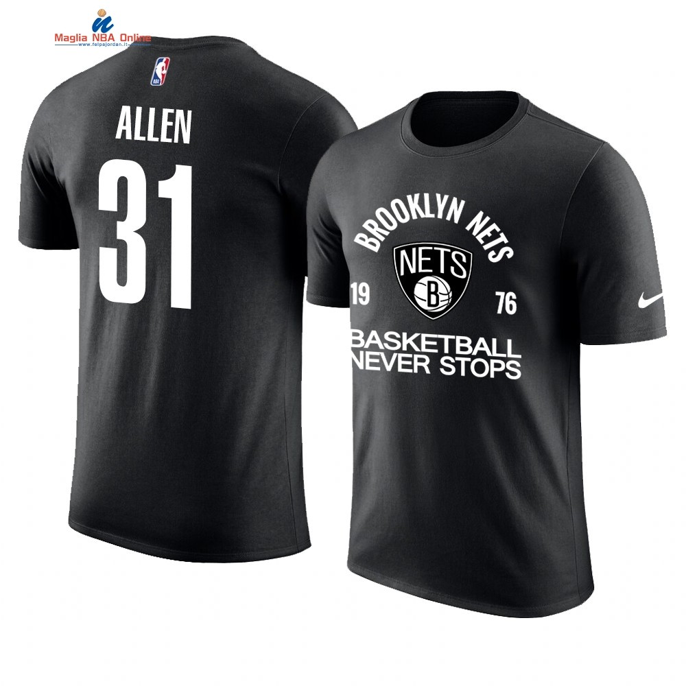 T Shirt NBA Brooklyn Nets Never Stops #31 Jarrett Allen Nero Acquista