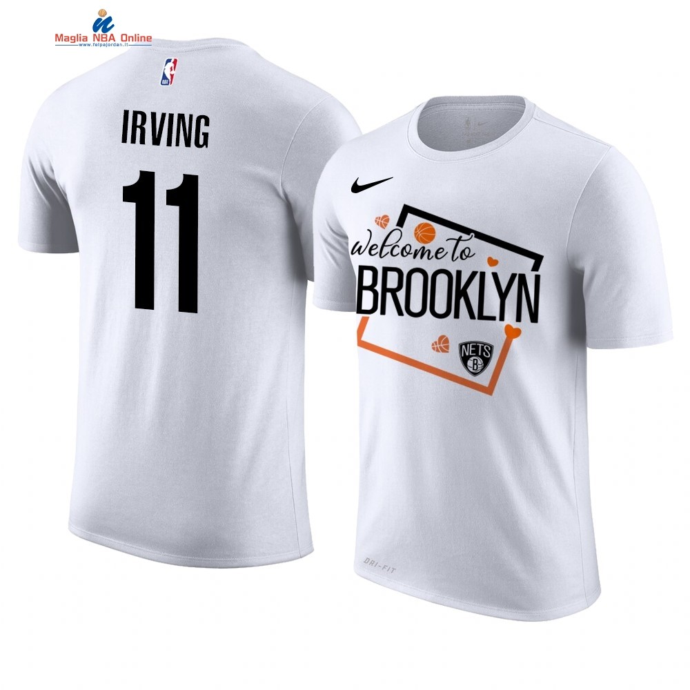T Shirt NBA Brooklyn Nets Welcome #11 Kyrie Irving Bianco Acquista