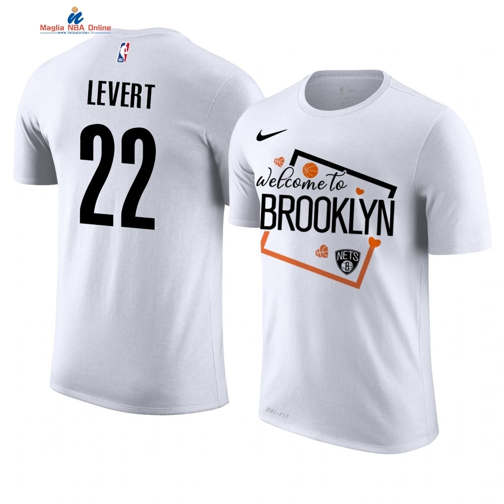 T Shirt NBA Brooklyn Nets Welcome #22 Caris Levert Bianco Acquista