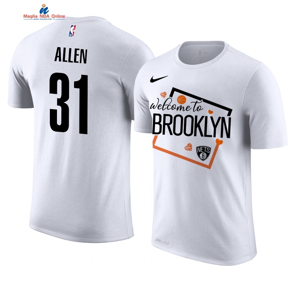 T Shirt NBA Brooklyn Nets Welcome #31 Jarrett Allen Bianco Acquista