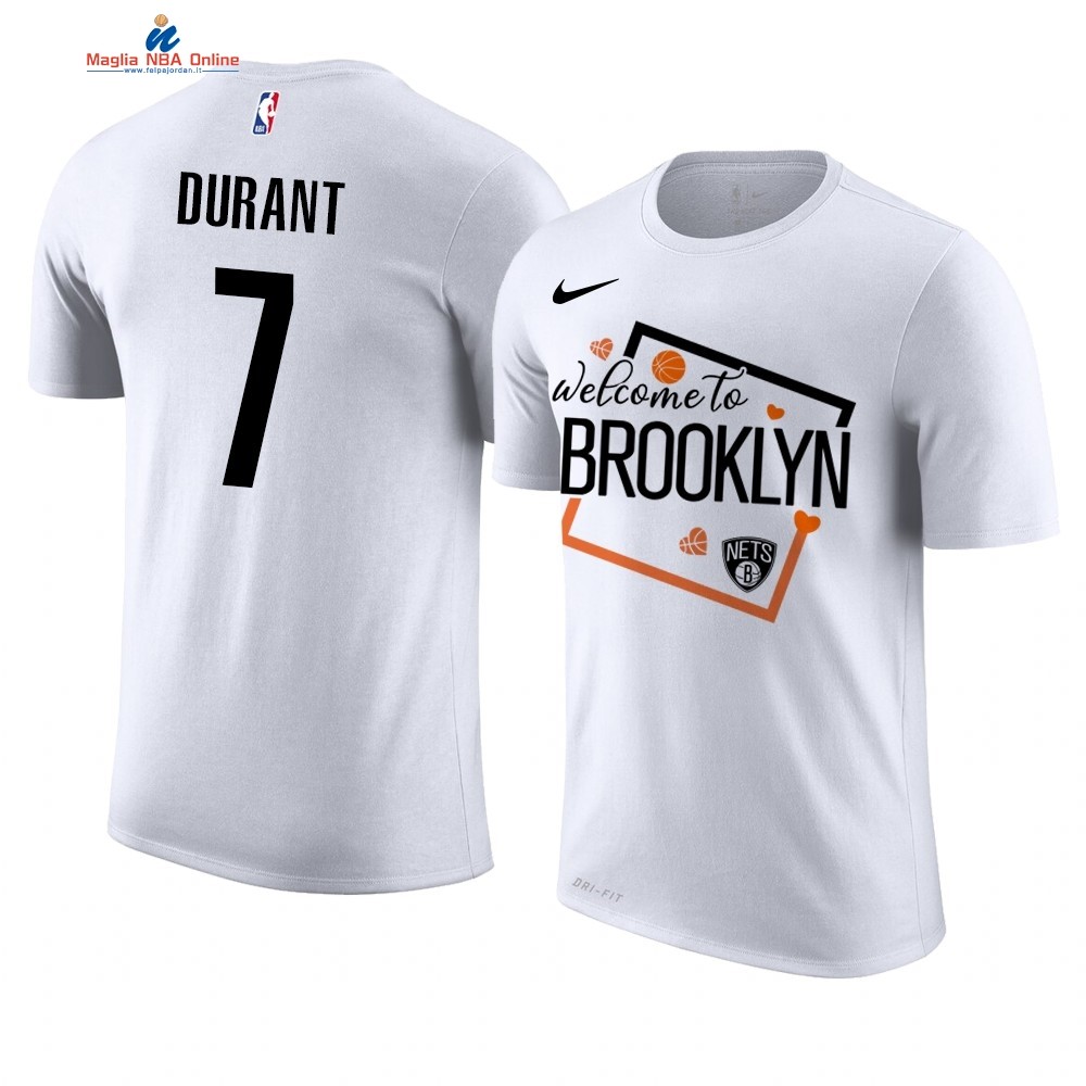 T Shirt NBA Brooklyn Nets Welcome #7 Kevin Durant Bianco Acquista