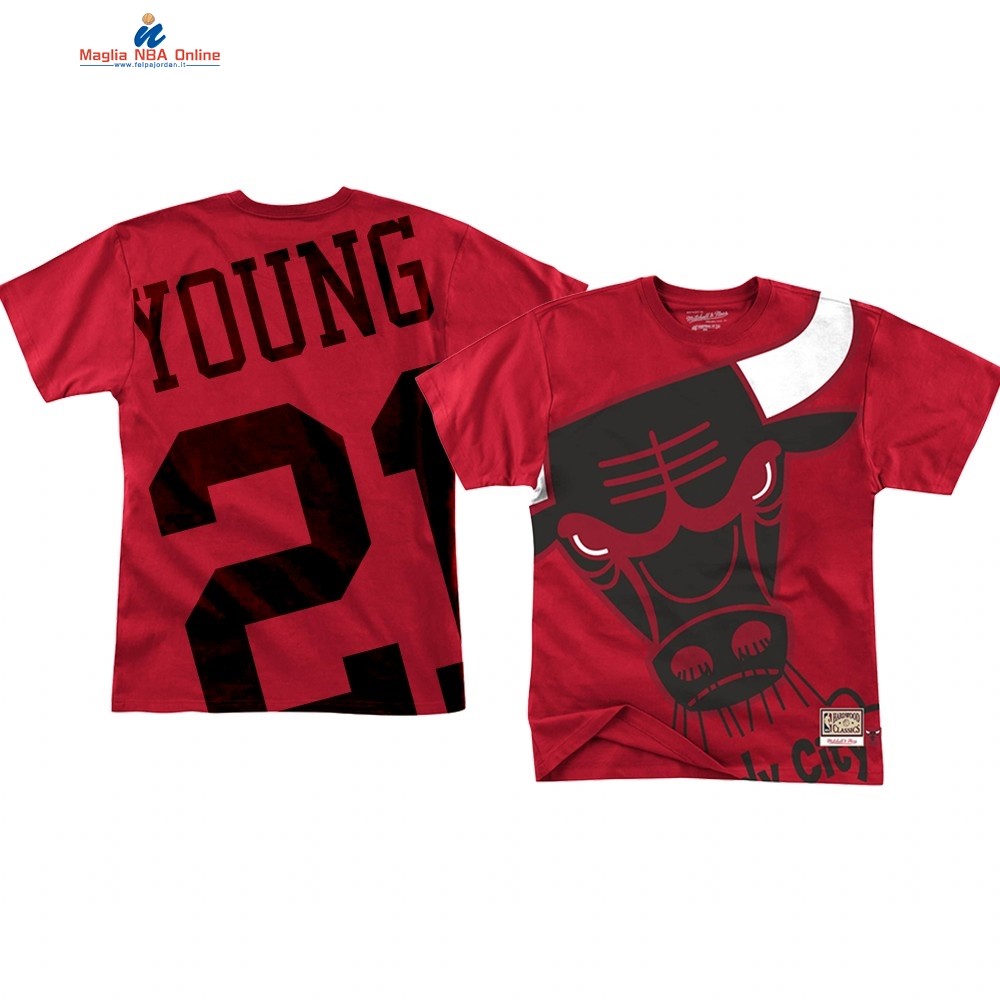 T Shirt NBA Chicago Bulls Big Face #21 Thaddeus Young Rosso Acquista