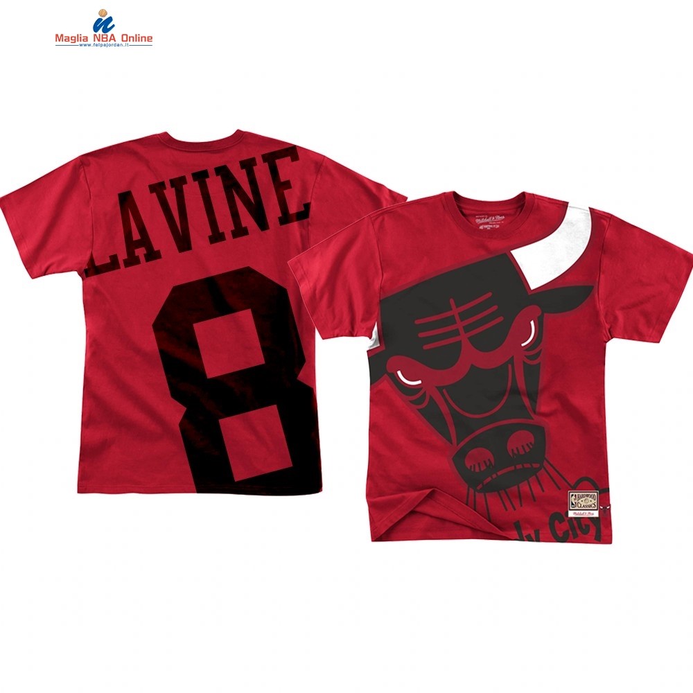 T Shirt NBA Chicago Bulls Big Face #8 Zach Lavine Rosso Acquista