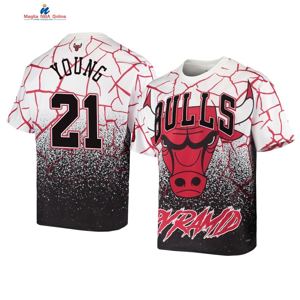 T Shirt NBA Chicago Bulls Pyramid Retro #21 Thaddeus Young Bianco Acquista