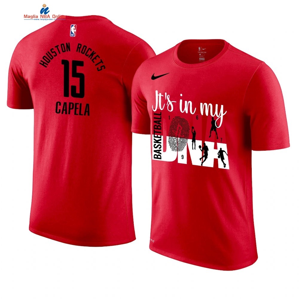 T Shirt NBA Houston Rockets DNA #15 Clint Capela Rosso Acquista