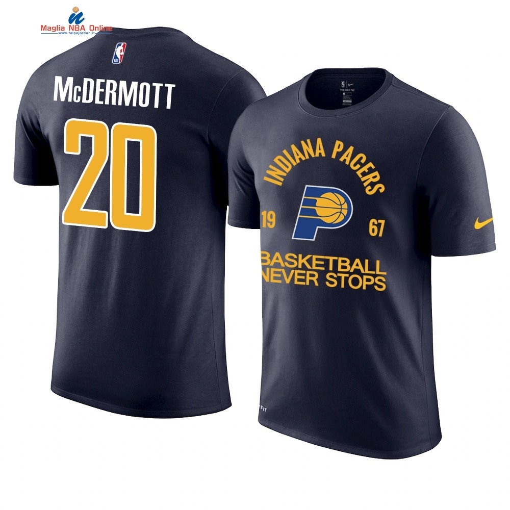 T Shirt NBA Indiana Pacers Never Stops #20 Doug Mcdermott Marino Acquista