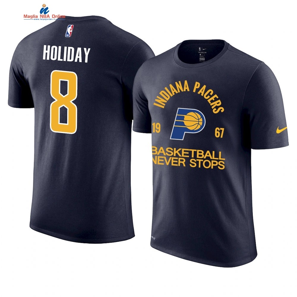 T Shirt NBA Indiana Pacers Never Stops #8 Justin Holiday Marino Acquista
