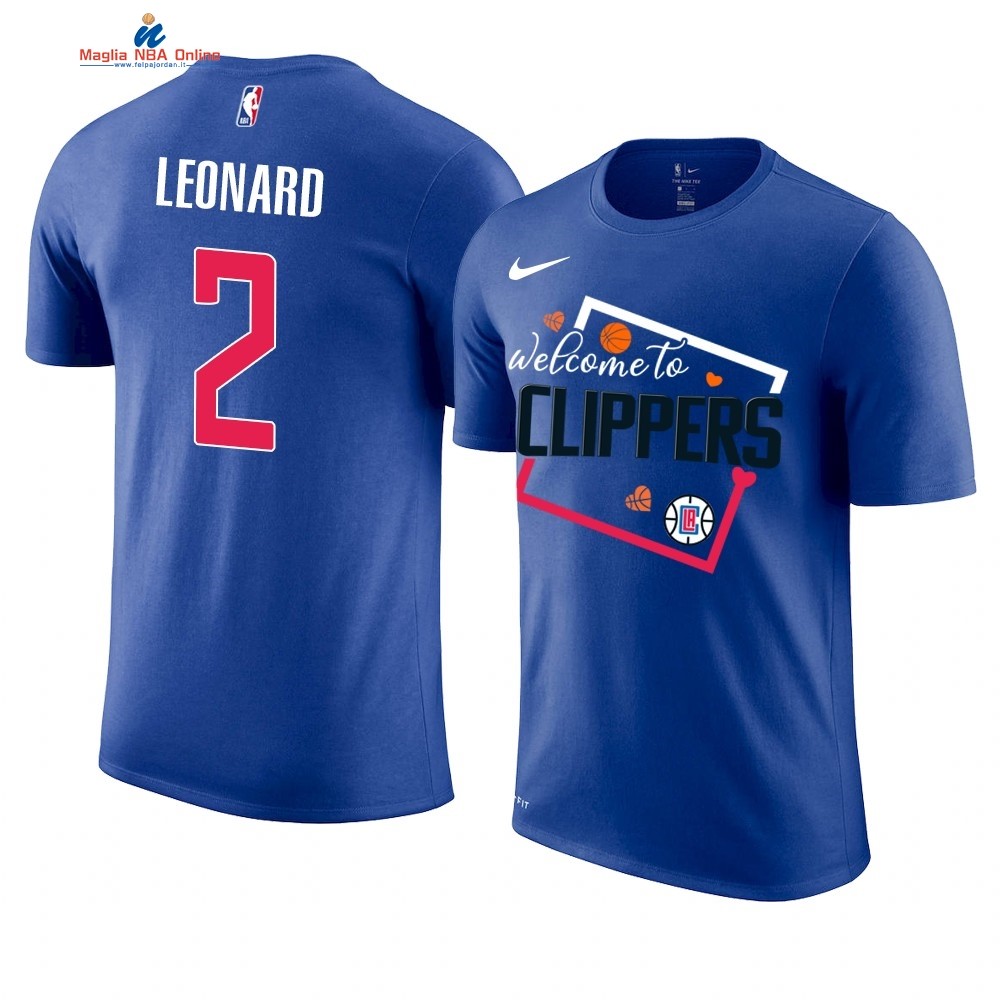 T Shirt NBA Los Angeles Clippers Welcome #2 Kawhi Leonard Blu Acquista