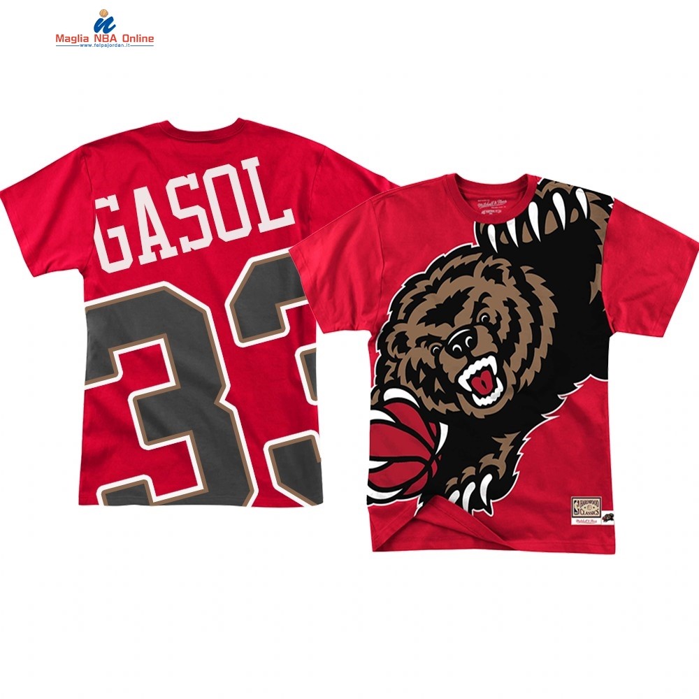 T Shirt NBA Memphis Grizzlies Big Face #33 Marc Gasol Rosso Acquista